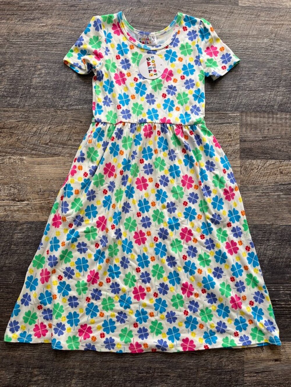 NWT Dot Dot Smile Maxi Dress Multi-Colored Shamrocks 3/4